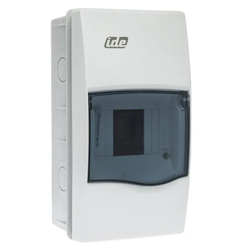 Корпус розподільчий внутр. IDE прозоре вікно ORO,1×4 модуля 228×120x97, IP40, з шинами N і PE Корпус розподільчий внутр. IDE прозоре вікно ORO,1×4 модуля 228×120x97, IP40, з шинами N і PE